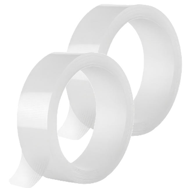 FaSoLa 萬用無痕不殘膠 雙面透明 奈米網格膠帶 3m, 透明色, 2組