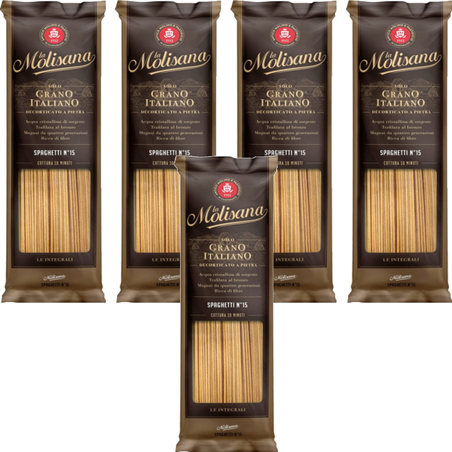 la Molisana 茉莉 石臼碾磨 義大利全麥直麵, 500g, 5包