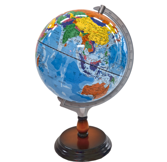 FUN GLOBE 10吋海洋行政地球儀 木座, 藍色