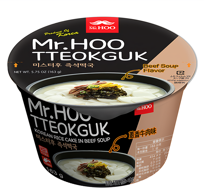 Mr.HOO 韓式年糕湯 蔥香牛肉味, 163g, 1入
