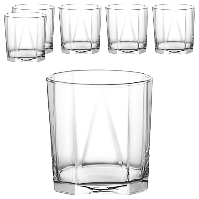 Ocean Glass 金字塔威士忌杯 透明色 330ml 6個, 1組