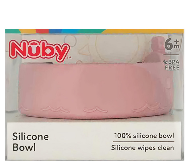 Nuby 矽膠大口徑餐碗, 鯨魚粉, 1個