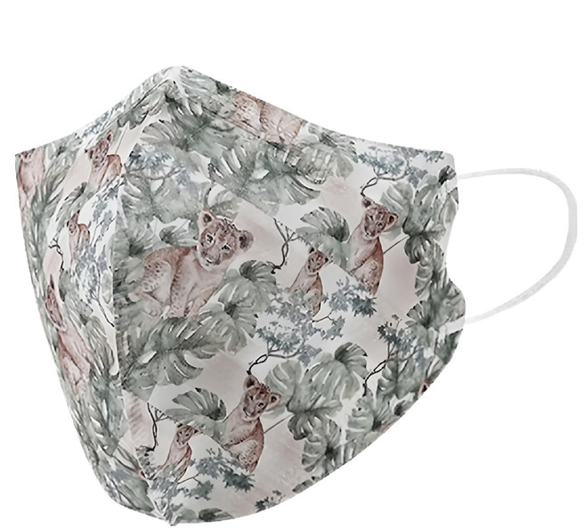 Only One Mask 一心一罩 3D大童小臉, 靈性小獅 白色 + 綠色, 1入