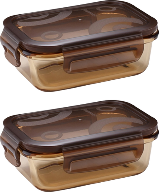 Corelle Brands 康寧餐具 Snapware 琥珀色耐熱玻璃保鮮盒 長方形, 容器 + 蓋子, 2個