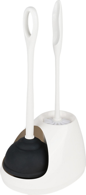 Changsin Living 昌信生活 FRANCO 浴室清潔疏通套組 馬桶刷+馬桶吸盤, 白色, 1組