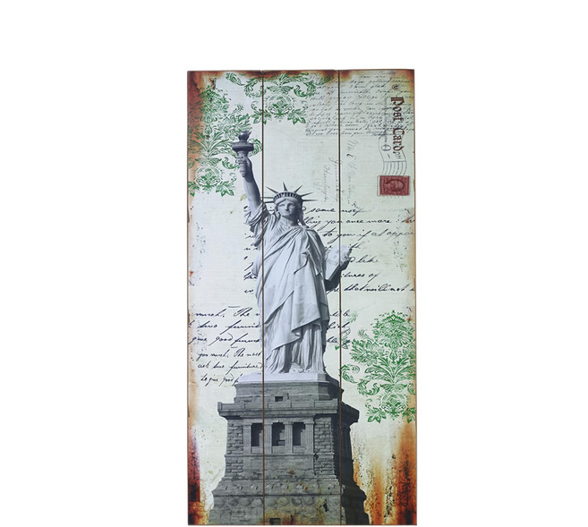 OPUS LOFT 純真年代 仿舊文字木板畫 美國自由女神 D2cm