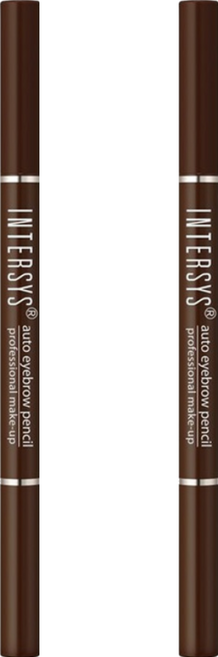 INTERSYS 雙頭旋轉眉筆 持妝一整天 6種顏色可搭配髮色使用, 04 深棕色, 2支