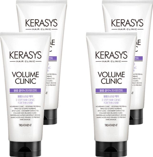 KERASYS 可瑞絲 植萃系抗損護髮素 扁塌髮, 300ml, 4條