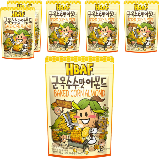 HBAF 杏仁果與烤玉米 120g 辦公室瘋狂團購零食 酥脆與香甜, 6包
