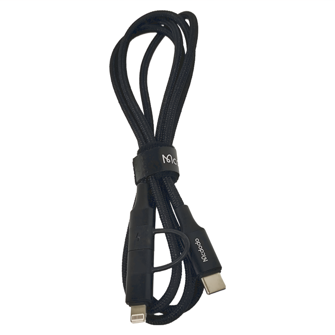 Mcdodo 麥多多 雙子系列 二合一 PD Lightning/Type-C 充電線, 1.2m, 雙子系列 黑色, 1條