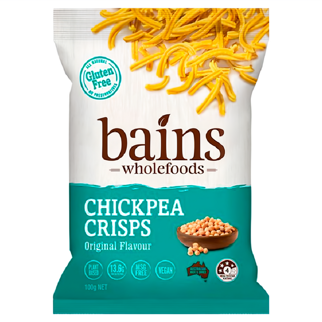 bains wholefoods 鷹嘴豆零食點心麵 原味, 100g, 1包