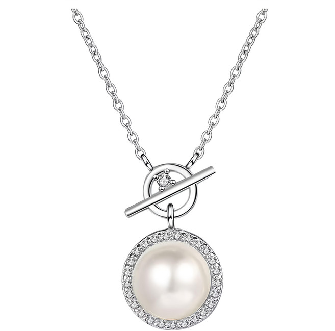 CF Diamond 項鍊 天然淡水珍珠 莫桑鑽 頂級D色FL淨度 完美切割 57個切面 光芒四射 精美歐式禮盒