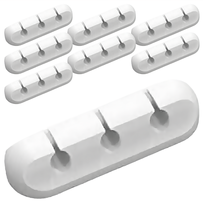 懶角落 數據線理線器 三孔 個裝 8入 矽膠 產地中國, 基礎款 白色, 1組