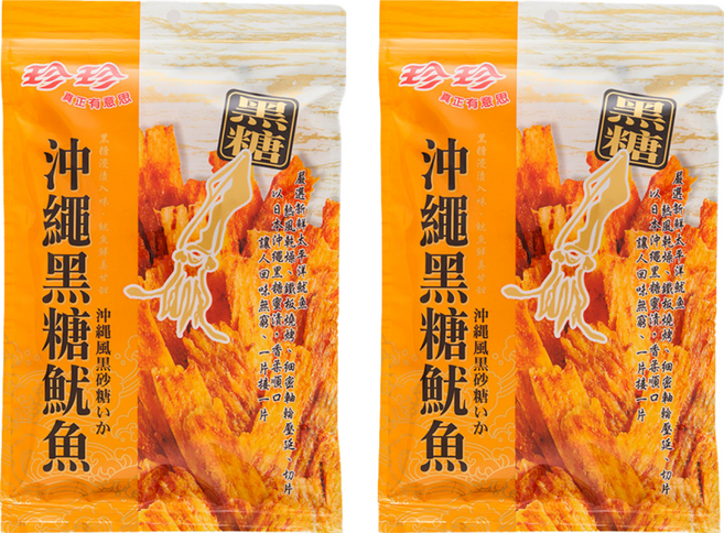 珍珍 沖繩黑糖魷魚絲, 75g, 2包