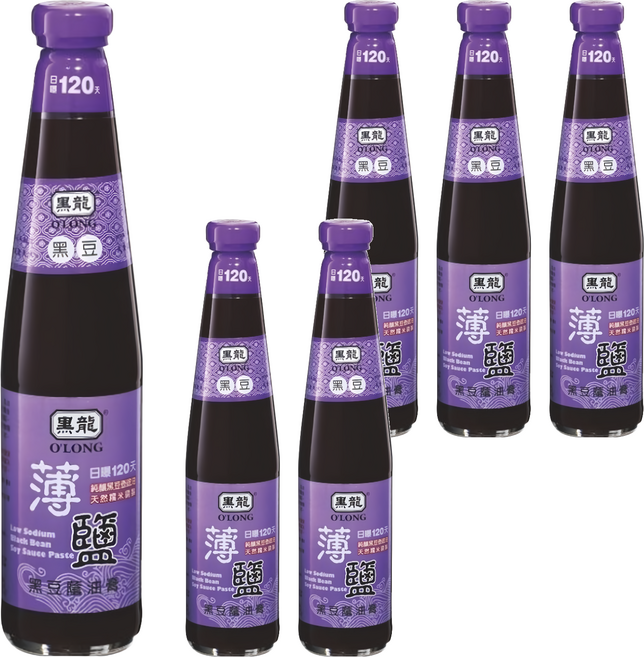 黑龍 薄鹽黑豆蔭油膏 120天日曝精釀 無麩質, 400ml, 6瓶