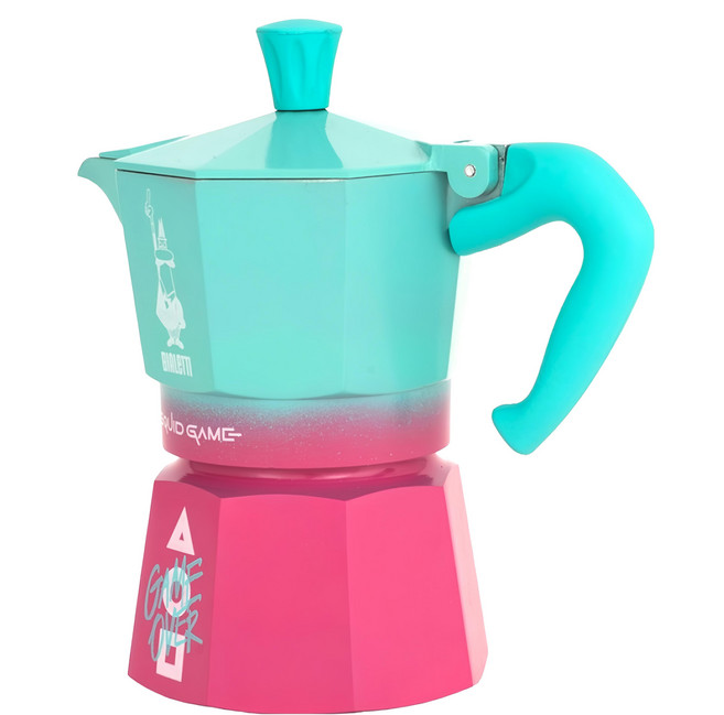 BIALeTTI 拜雷提 魷魚遊戲聯名 經典摩卡壺3杯份 130ml, 粉紅色 + 淺綠色, 1個