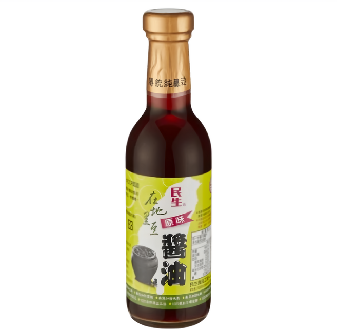 民生 在地黑豆原味醬油 - 台灣釀造、無添加、古法釀造, 1瓶, 300ml