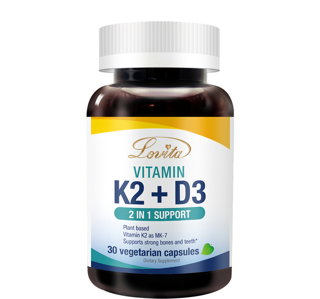 Lovita 維生素K2 + D3素食膠囊, 0.4g, 30顆, 1罐