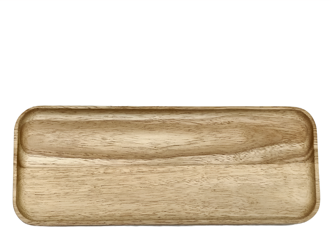 菊川本味 橡膠木盤 長條圓角 14*1.6CM, 原木色, 1個
