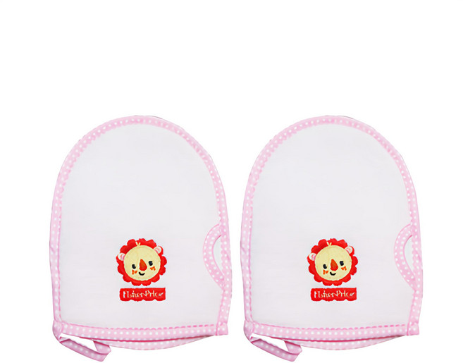 Fisher-Price 費雪 沐浴手套 粉紅色 無撚紗材質 親膚柔軟 適合肌膚敏感者, 2個