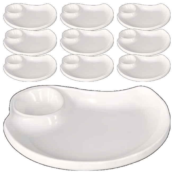 TATUNG 大同磁器 生魚片盤 附佐料凹槽設計, 10個, 白色