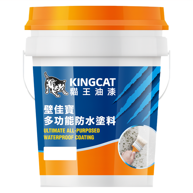 KINGCAT 貓王油漆 壁佳寶多功能防水塗料 建築物室內外牆面、屋頂適用 耐水性佳, 蘇打綠, 3785ml, 1桶