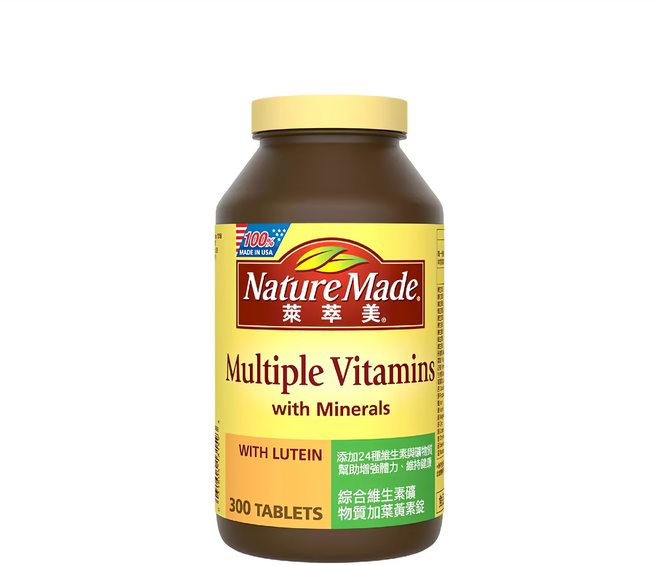 Nature Made 萊萃美 綜合維生素礦物質加葉黃素錠, 1罐, 300顆