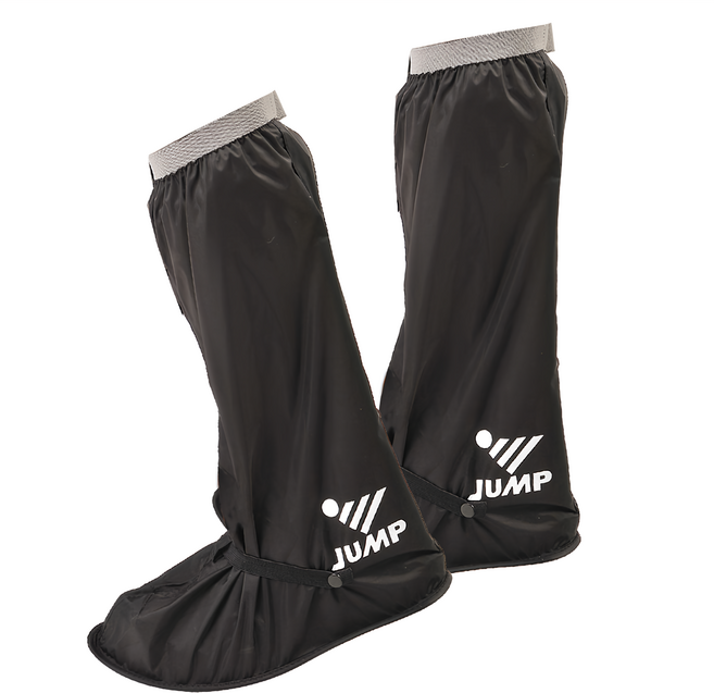 JUMP 將門 全包覆式 可收納薄底防水高筒鞋套, 黑色, 1雙