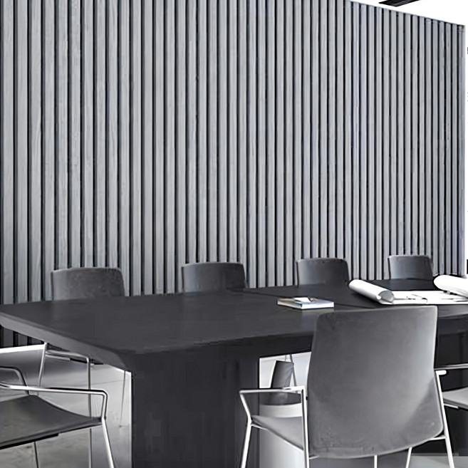 WA. WALL ART 仿真格柵木紋自黏防水壁紙, 灰色