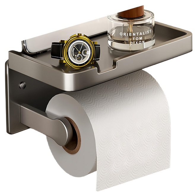 Mass 免釘多功能衛生紙置物架, 1個, 槍灰色