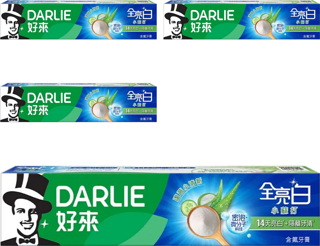 DARLIE 好來 全亮白 密泡小蘇打牙膏 蘆薈小清新 細緻綿密泡沫, 140g, 4條
