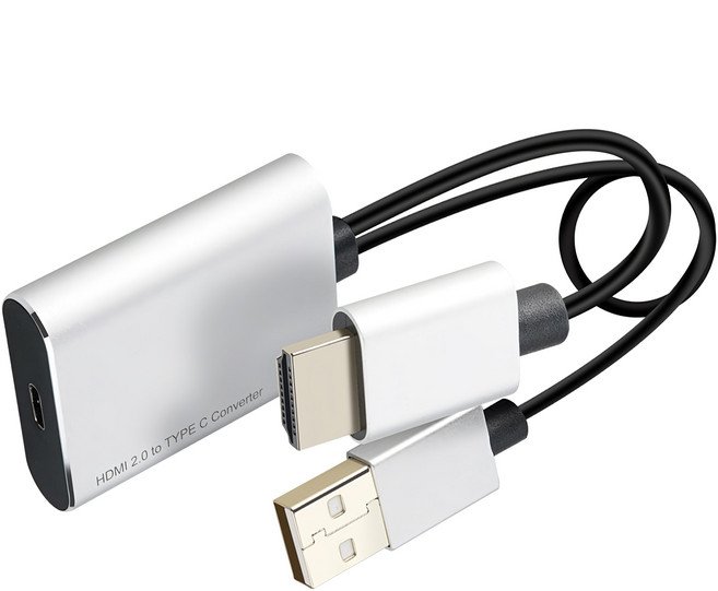 Coms 4K 60Hz HDMI 2.0 轉 USB 3.1 Type-C 螢幕轉換器 USB 輔助電源, DM422, 1組