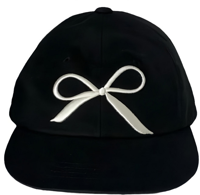 PORA BELLA 運動純色刺繡蝴蝶結防曬健行帽 HAT013, 黑色, 1個