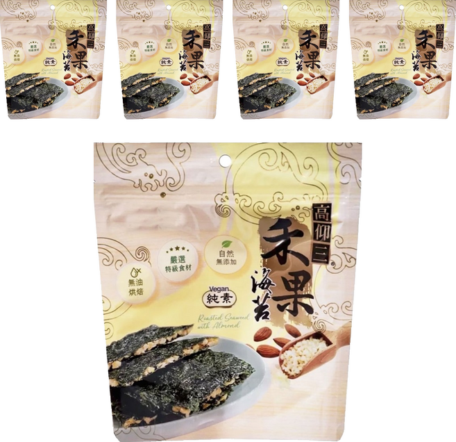 高仰三 禾果海苔 杏仁, 75g, 5包