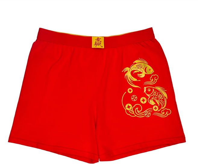 命運好好玩 男款 富貴有魚福祿紅內褲 Set 3件 - 棉質 (含艾草)