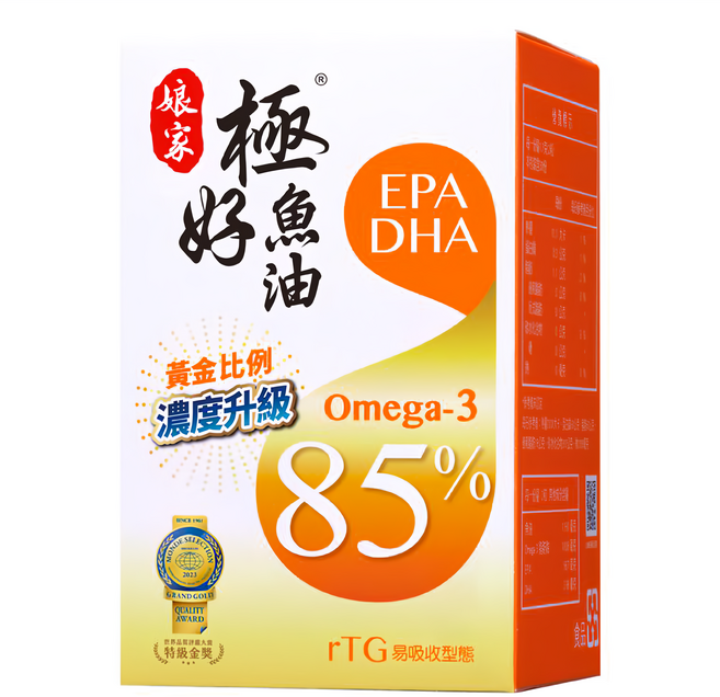 娘家 極好85%魚油軟膠囊, 60顆, 0.85g, 1盒