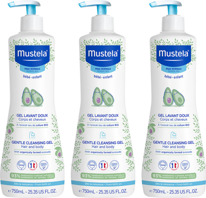 mustela 慕之恬廊 嬰兒洗髮沐浴雙潔乳, 750ml, 3瓶