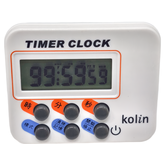 kolin 歌林 99時制計時器 7.2 x 6 x 1.5cm, 白色, 1個