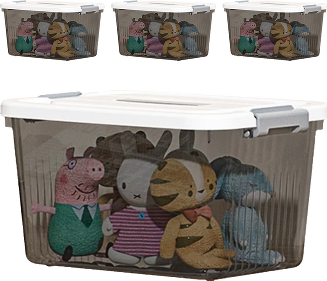 BangJiaShi 幫家適 透明整理箱, 透灰, 4個