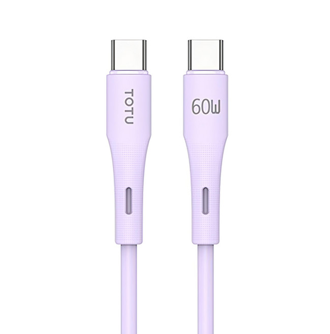 TOTU 拓途 Type-C-Type-C PD充電傳輸快充線 液態矽膠 膚感系列, 紫色, 1條, 1m