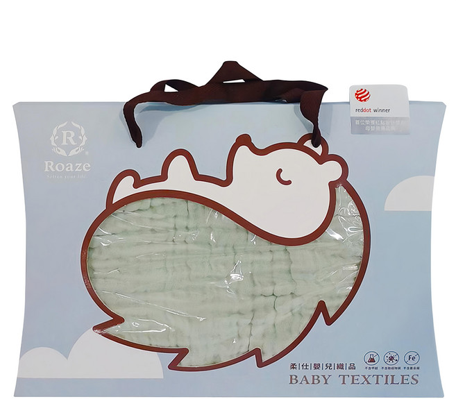 Roaze 柔仕 6層成長型連帽紗布浴巾 100%棉 100cm x 100cm, 新芽綠, 1條