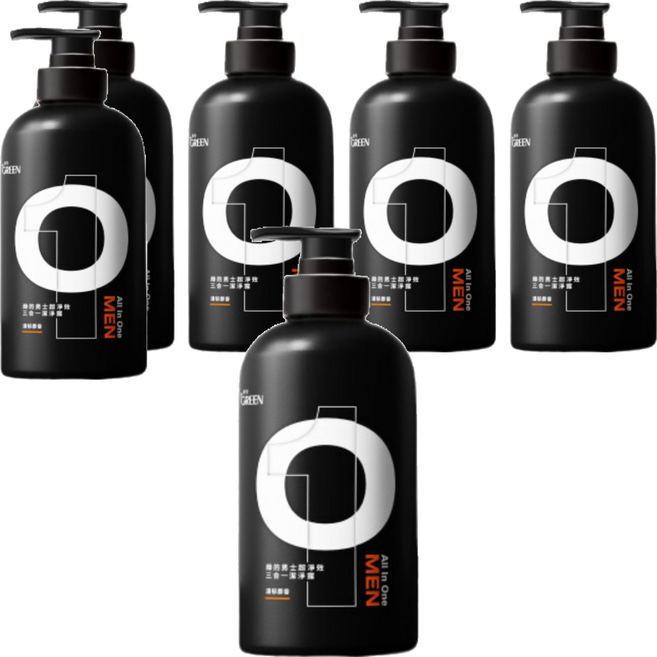 GREEN 綠的 男士超淨效三合一潔淨露 紳士香, 500ml, 6瓶