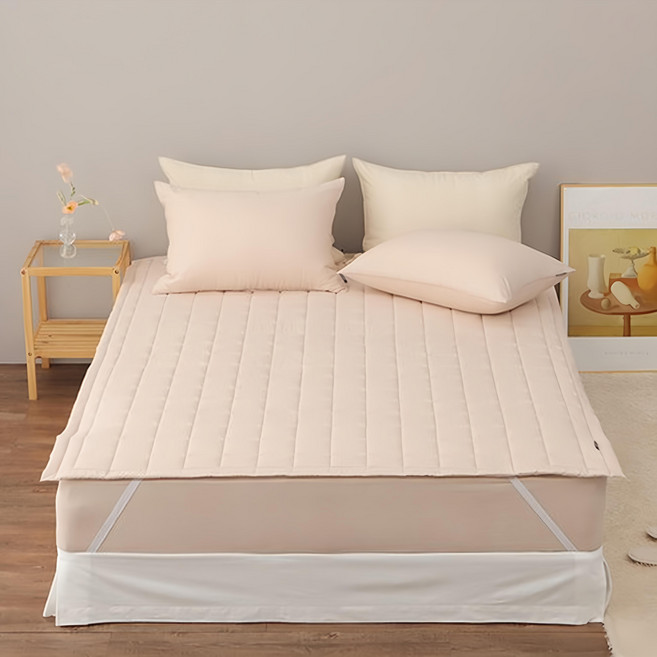 tacca tacca 四季水洗純棉固定帶床墊, 珊瑚粉