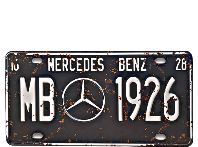 OPUS LOFT 純真年代 仿舊鐵皮車牌/壁飾 - 馬口鐵 31 x 15 x 0.1cm, 賓士