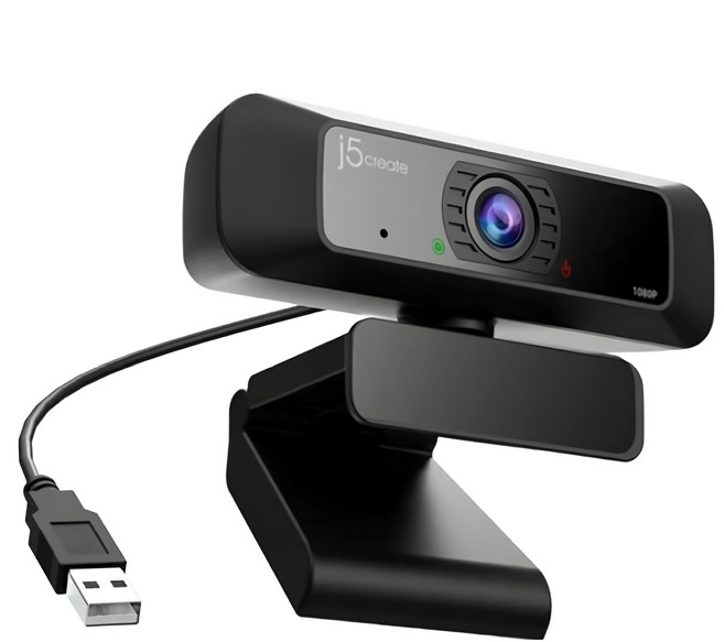 j5create 凱捷國際 1080P 網路視訊攝影機 Webcam, 黑色, JVCU100