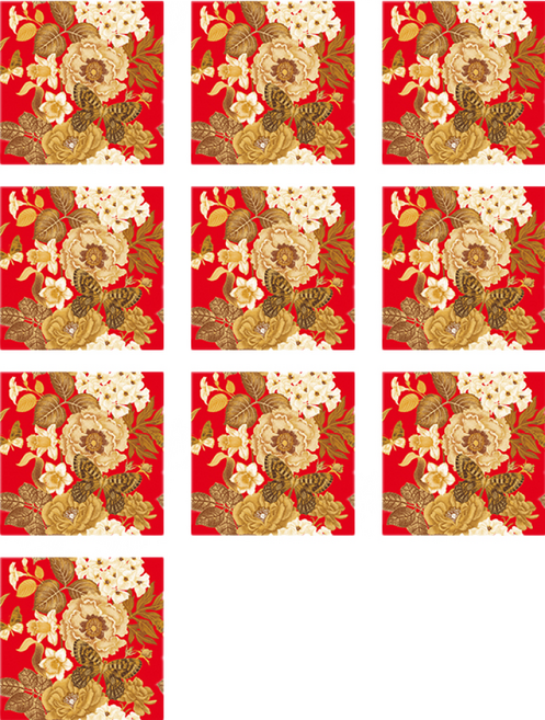 元素生活館 花磚壁貼 10片組 PVC材質 防水防火防曬, 紅色, 1組