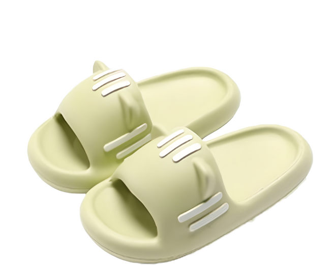 耳朵突突 萌趣貓耳拖鞋 柔軟舒適耐穿 加厚鞋底 居家戶外百搭, 綠色