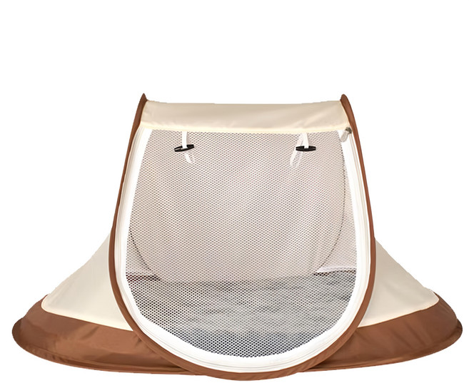 船型寵物帳篷 適用於體型較小的毛小孩 牛津布/碳鋼/毛絨布/泡棉, 咖啡色 + 米白色, 1個