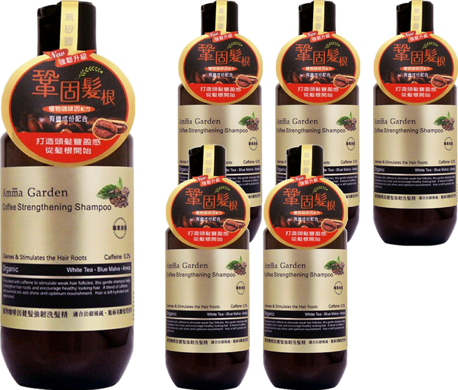 Amma Garden 艾瑪花園 咖啡因健髮洗髮精, 750ml, 6瓶