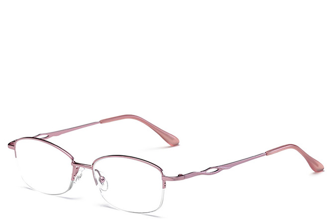 Megasol 輕巧簡約甜美粉簍空老花眼鏡(8111-200度)